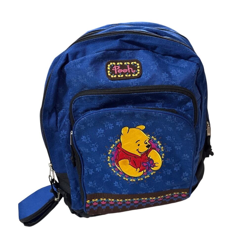 Vintage Winnie the Pooh Bookbag Backpack Travel School CD Case Rare Retro